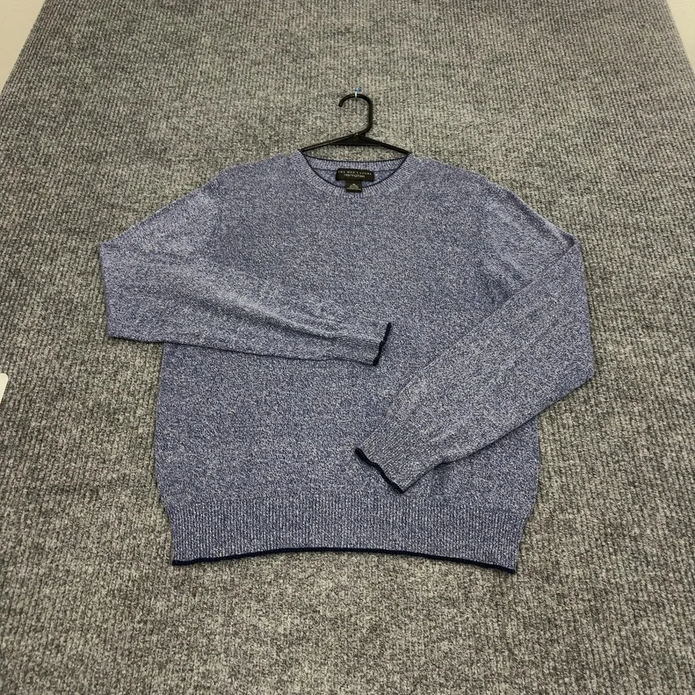 The Mens Store Bloomingdales Sweater Mens M Blue Linen Cotton Crew Neck Classic